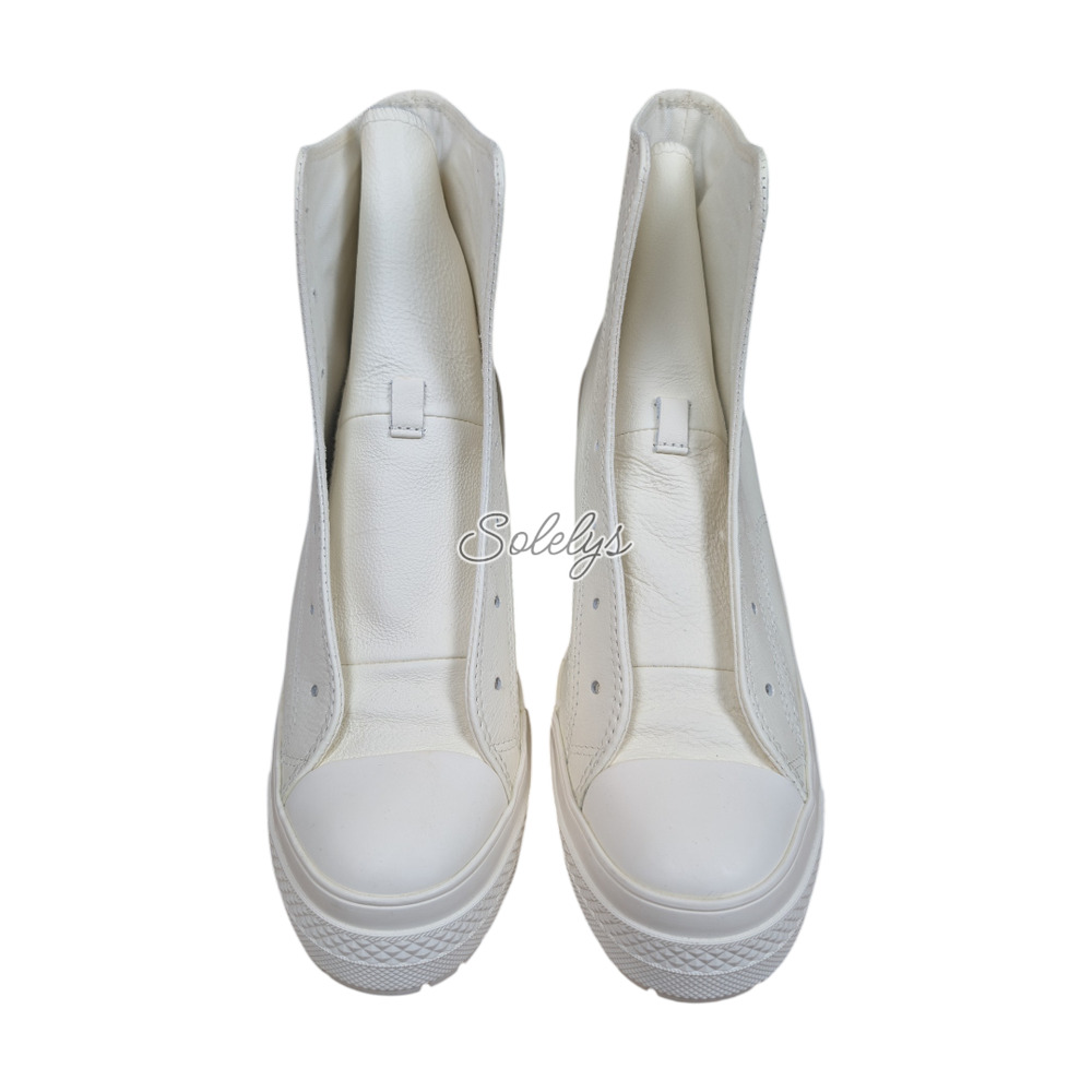 Converse Chuck 70 De Luxe Heel Leather White Egret Silver Sneaker Boot Womens 8 - Picture 9 of 10